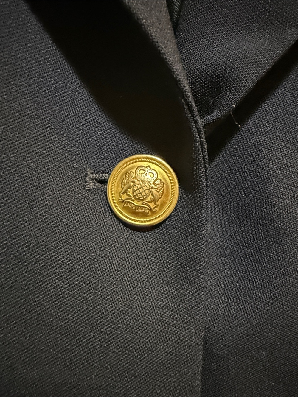 Women’s Lauren Ralph Lauren Navy Blazer with Gold Crest Emblem - Picture 3 of 6